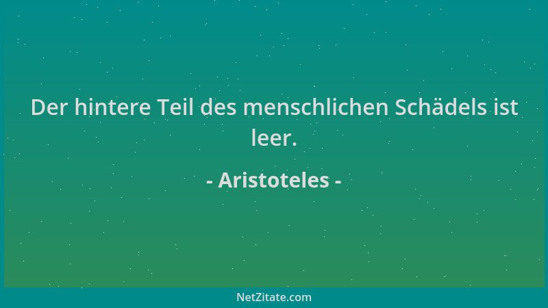 Aristoteles - Der hintere Teil des menschlichen Schädels ist leer....