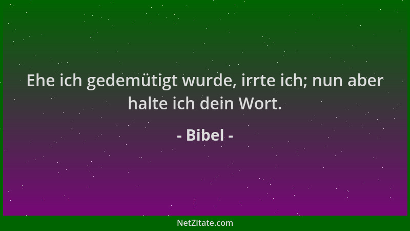 Bibel - Ehe ich gedemütigt wurde, irrte ich; nun aber halte ich dein Wort....