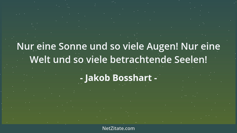 Jakob Bosshart - Nur eine Sonne und so viele Augen! Nur eine Welt und so viele betrachtende Seelen!...