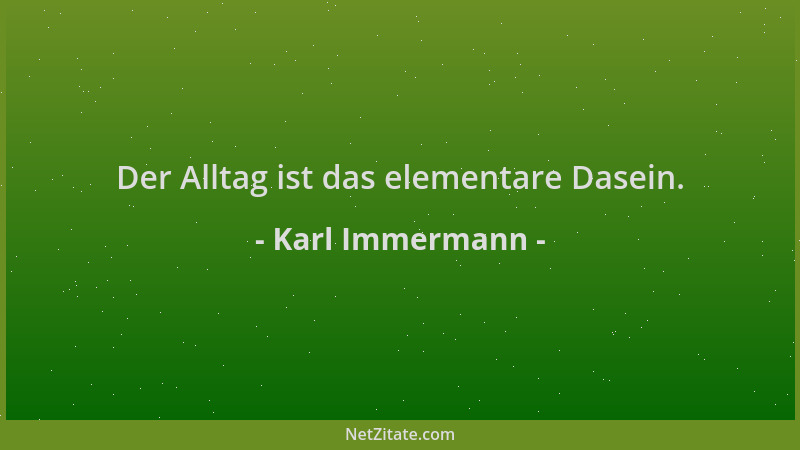 Karl Immermann - Der Alltag ist das elementare Dasein....