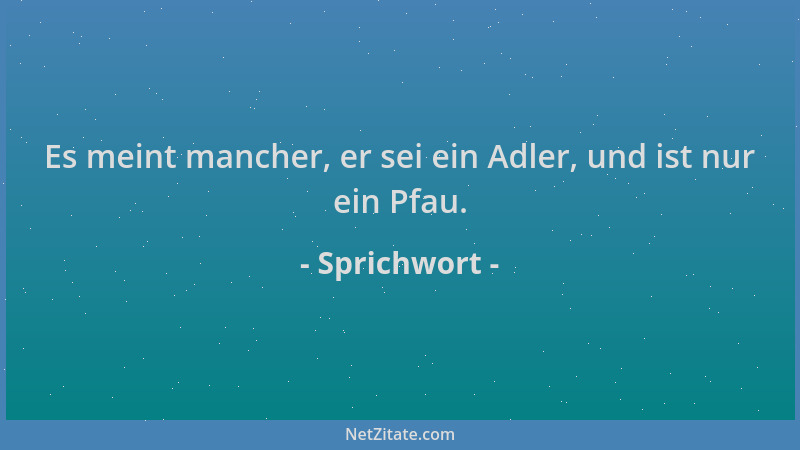Sprichwort - Es meint mancher, er sei ein Adler, und ist nur ein Pfau....
