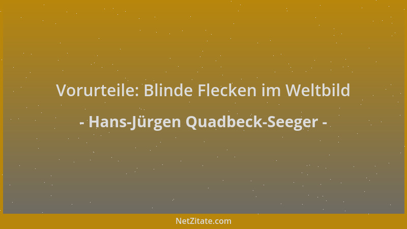 Hans-Jürgen Quadbeck-Seeger - Vorurteile: Blinde Flecken im Weltbild...
