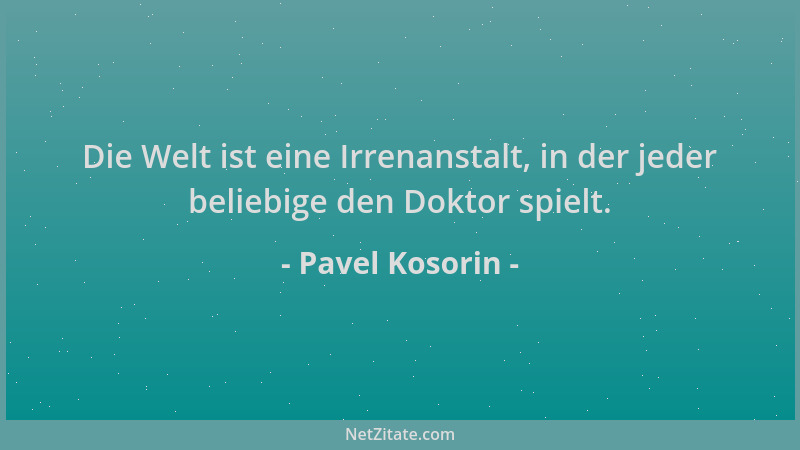 Pavel Kosorin - Die Welt ist eine Irrenanstalt, in der jeder beliebige den Doktor spielt....