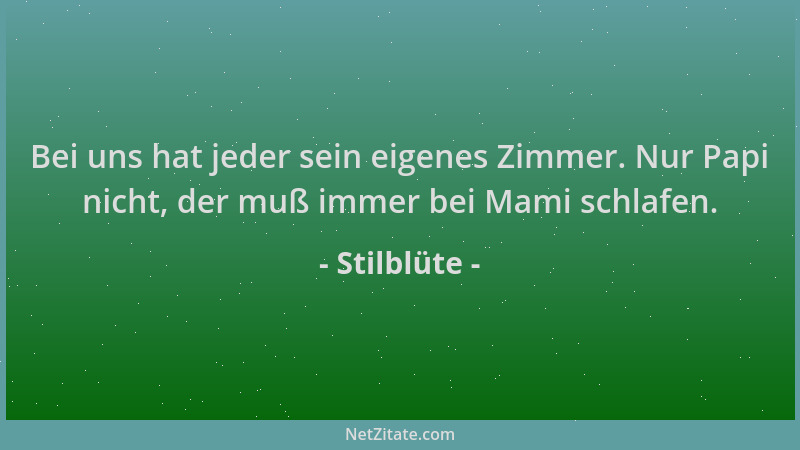 Stilblüte - Bei uns hat jeder sein eigenes Zimmer. Nur Papi nicht, der muß immer bei Mami schlafen....