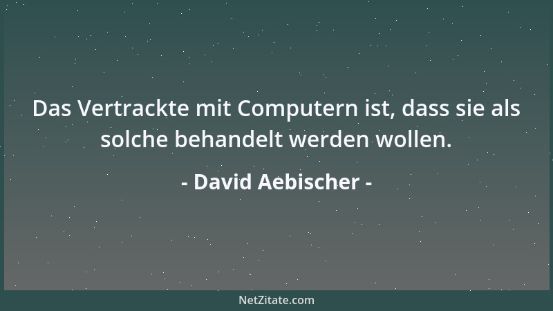 David Aebischer - Das Vertrackte mit Computern ist, dass sie als solche behandelt werden wollen....