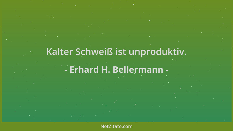 Erhard H. Bellermann - Kalter Schweiß ist unproduktiv....