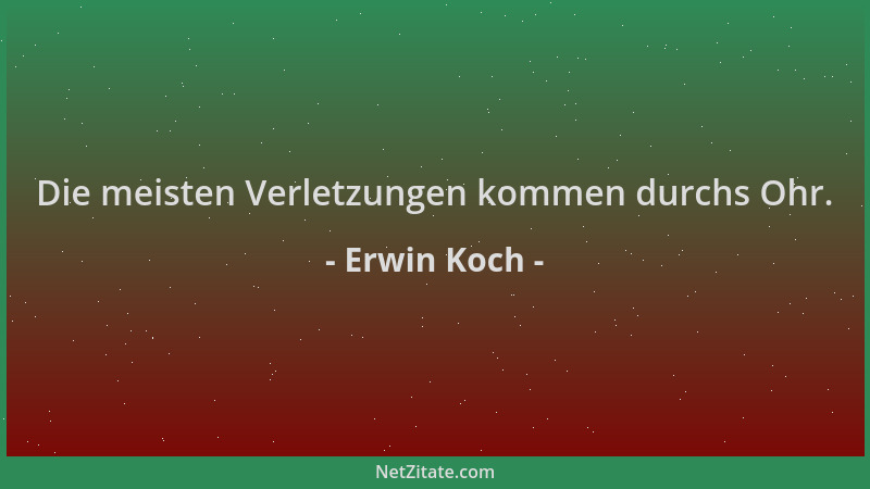 Erwin Koch - Die meisten Verletzungen kommen durchs Ohr....