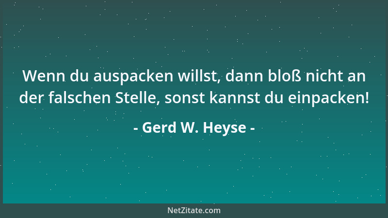 Gerd W. Heyse - Wenn du auspacken willst, dann bloß nicht an der falschen Stelle, sonst kannst du einpacken!...