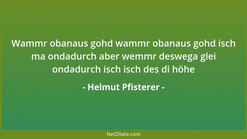 Helmut Pfisterer - Wammr obanaus gohd wammr obanaus gohd isch ma ondadurch aber wemmr deswega glei ondadurch isch isch des...