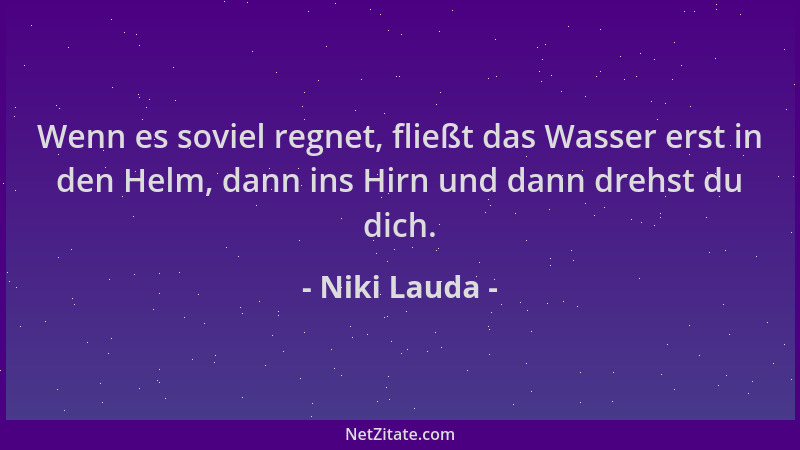 Niki Lauda - Wenn es soviel regnet, fließt das Wasser erst in den Helm, dann ins Hirn und dann drehst du dich....