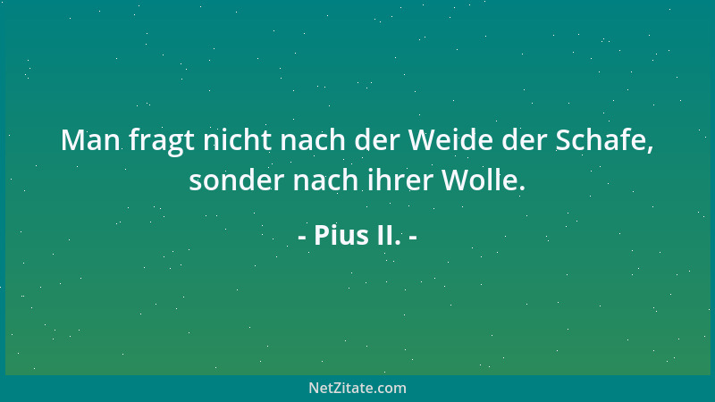 Pius II. - Man fragt nicht nach der Weide der Schafe, sonder nach ihrer Wolle....