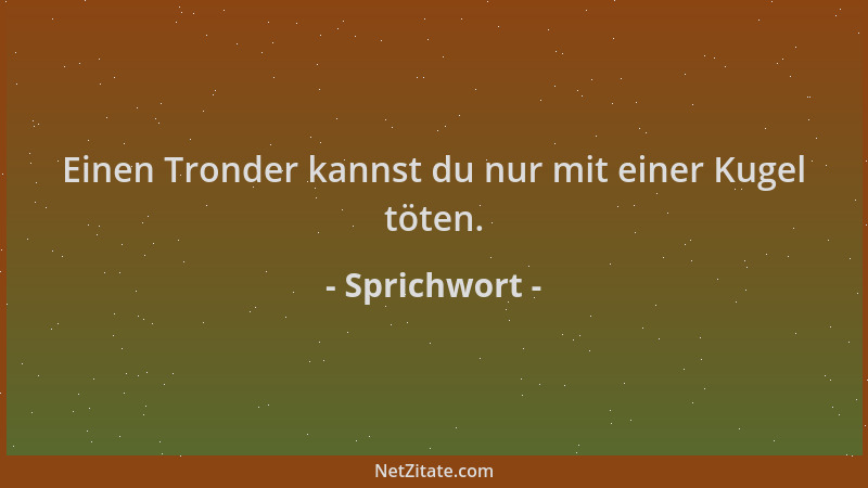 Sprichwort - Einen Tronder kannst du nur mit einer Kugel töten....