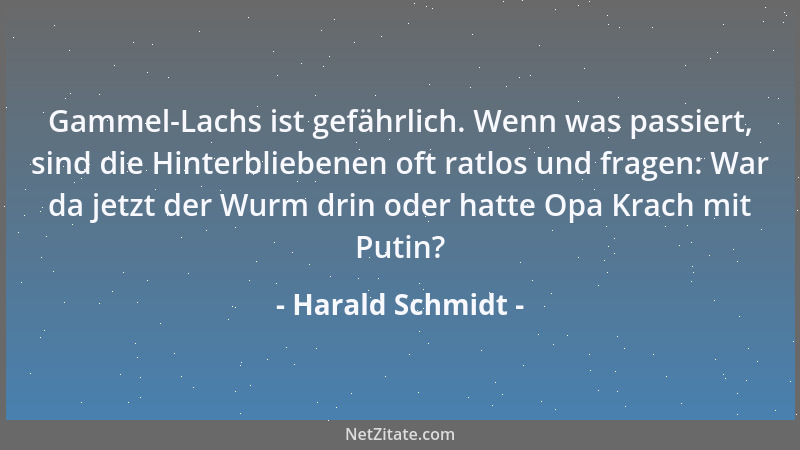 Harald Schmidt - Gammel-Lachs ist gefährlich. Wenn was passiert, sind die Hinterbliebenen oft ratlos und fragen: War da jet...