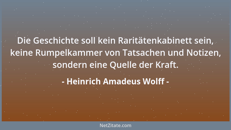 Heinrich Amadeus Wolff - Die Geschichte soll kein Raritätenkabinett sein, keine Rumpelkammer von Tatsachen und Notizen, son...