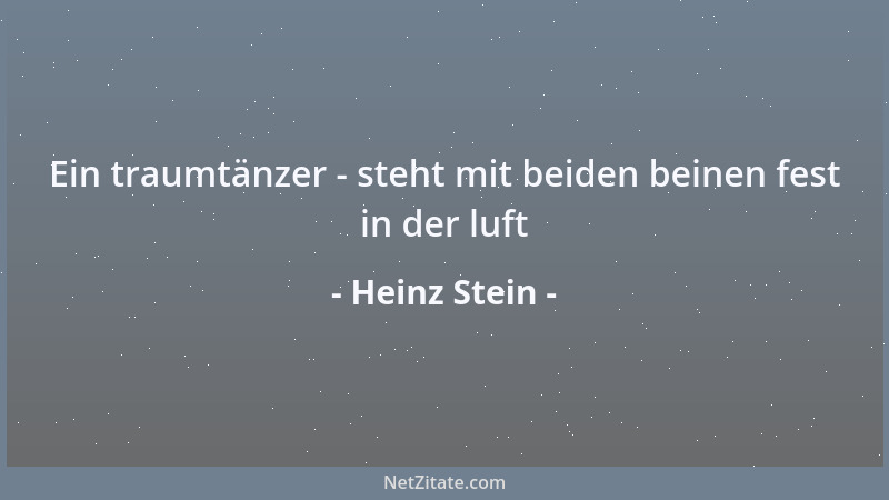 Heinz Stein - Ein traumtänzer - steht mit beiden beinen fest in der luft...