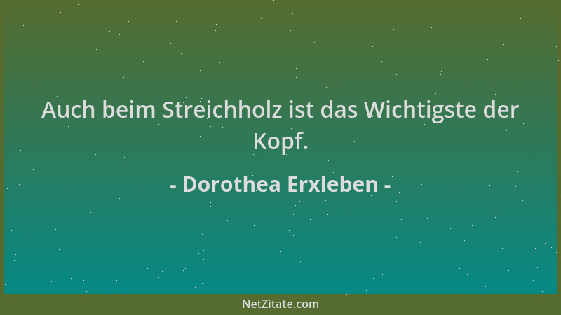 Dorothea Erxleben - Auch beim Streichholz ist das Wichtigste der Kopf....