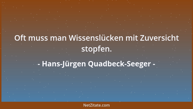 Hans-Jürgen Quadbeck-Seeger - Oft muss man Wissenslücken mit Zuversicht stopfen....
