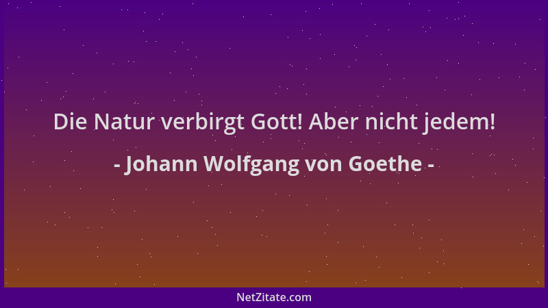 Johann Wolfgang von Goethe - Die Natur verbirgt Gott! Aber nicht jedem!...