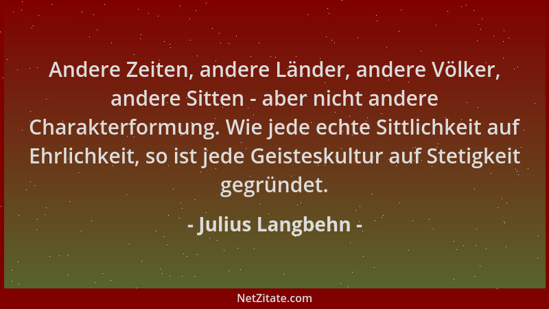 Julius Langbehn - Andere Zeiten, andere Länder, andere Völker, andere Sitten - aber nicht andere Charakterformung. Wie jede...