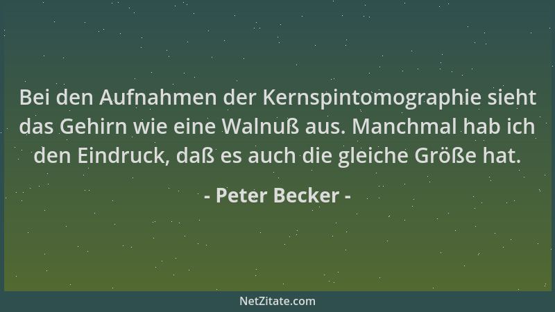 Peter Becker - Bei den Aufnahmen der Kernspintomographie sieht das Gehirn wie eine Walnuß aus. Manchmal hab ich den Eindruc...