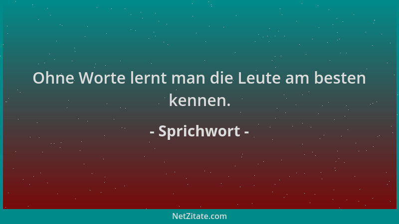 Sprichwort - Ohne Worte lernt man die Leute am besten kennen....