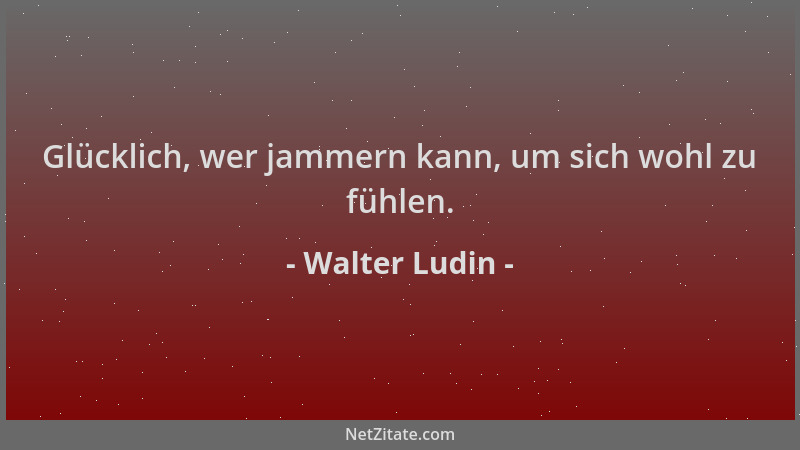 Walter Ludin - Glücklich, wer jammern kann, um sich wohl zu fühlen....