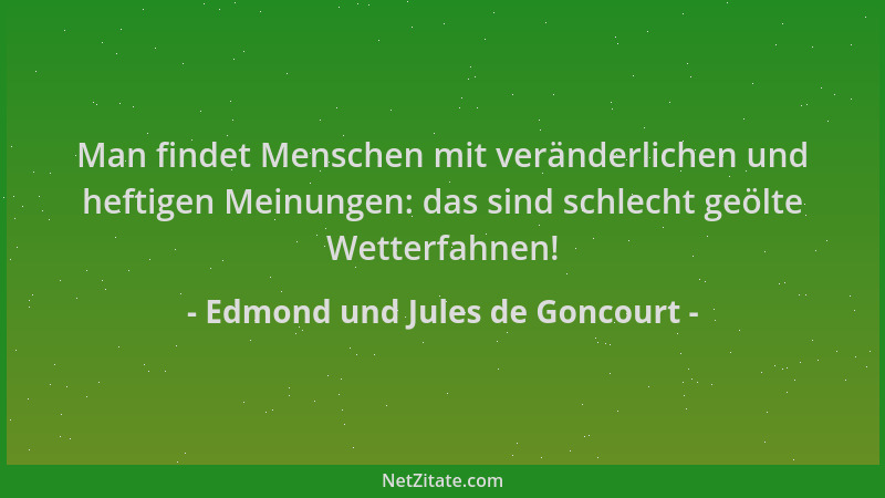 Edmond und Jules de Goncourt - Man findet Menschen mit veränderlichen und heftigen Meinungen: das sind schlecht geölte Wett...