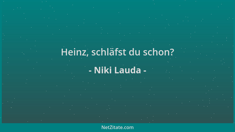 Niki Lauda - Heinz, schläfst du schon?...