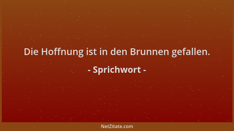 Sprichwort - Die Hoffnung ist in den Brunnen gefallen....
