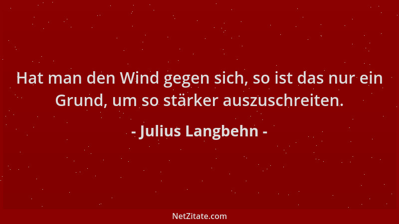 Julius Langbehn - Hat man den Wind gegen sich, so ist das nur ein Grund, um so stärker auszuschreiten....