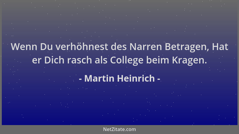 Martin Heinrich - Wenn Du verhöhnest des Narren Betragen, Hat er Dich rasch als College beim Kragen....