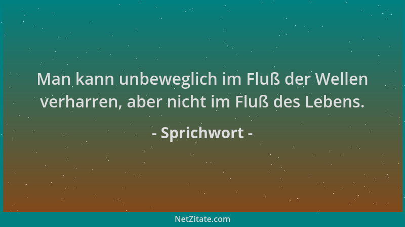 Sprichwort - Man kann unbeweglich im Fluß der Wellen verharren, aber nicht im Fluß des Lebens....