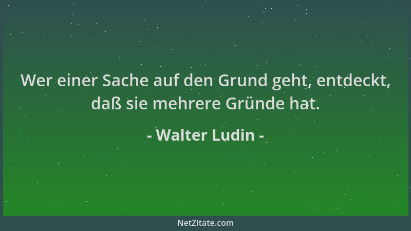 Walter Ludin - Wer einer Sache auf den Grund geht, entdeckt, daß sie mehrere Gründe hat....