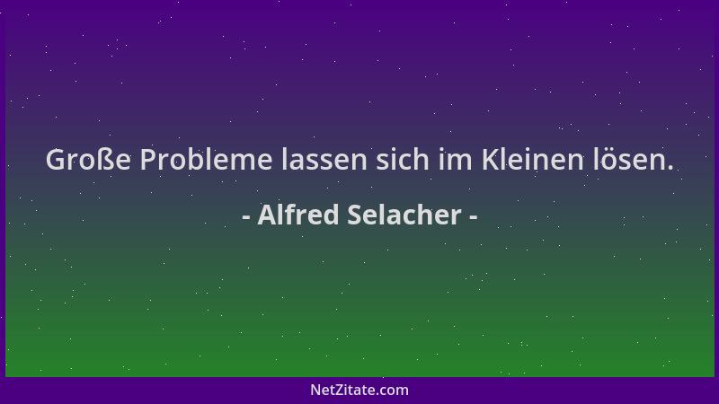 Alfred Selacher - Große Probleme lassen sich im Kleinen lösen....