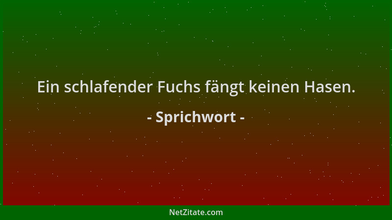 Sprichwort - Ein schlafender Fuchs fängt keinen Hasen....