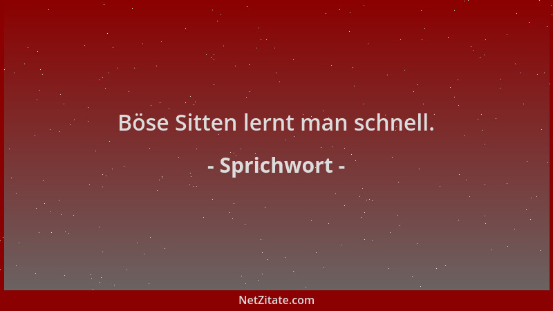 Sprichwort - Böse Sitten lernt man schnell....