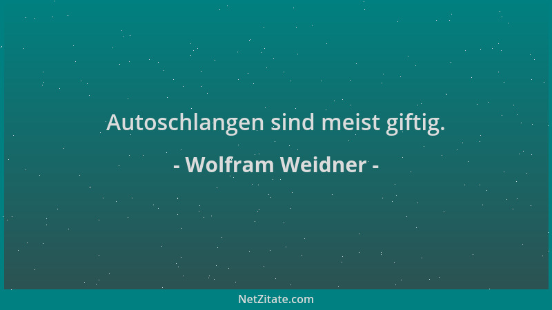 Wolfram Weidner - Autoschlangen sind meist giftig....