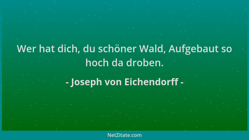 Joseph von Eichendorff - Wer hat dich, du schöner Wald, Aufgebaut so hoch da droben....