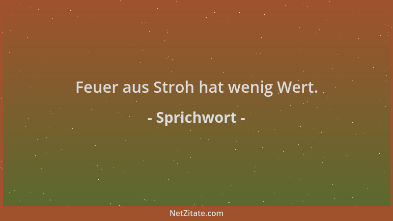 Sprichwort - Feuer aus Stroh hat wenig Wert....