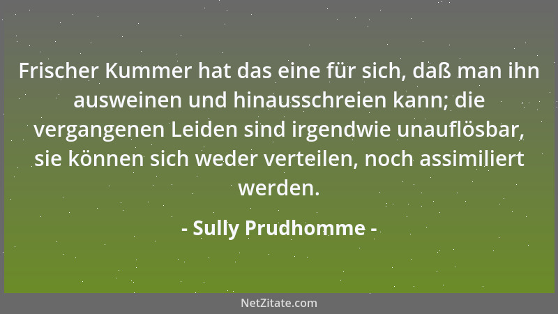 Sully Prudhomme - Frischer Kummer hat das eine für sich, daß man ihn ausweinen und hinausschreien kann; die vergangenen Lei...