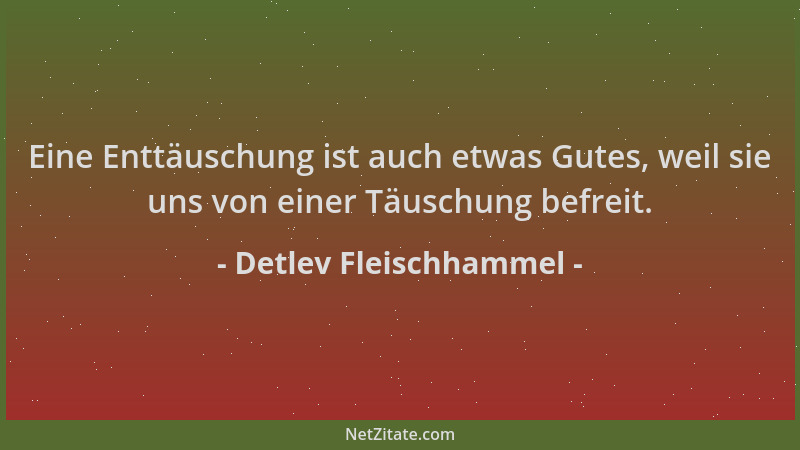 Detlev Fleischhammel - Eine Enttäuschung ist auch etwas Gutes, weil sie uns von einer Täuschung befreit....
