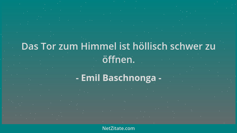 Emil Baschnonga - Das Tor zum Himmel ist höllisch schwer zu öffnen....