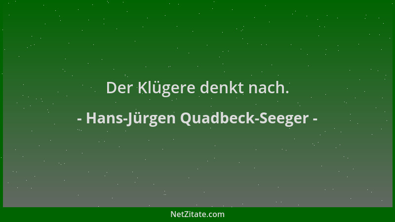 Hans-Jürgen Quadbeck-Seeger - Der Klügere denkt nach....
