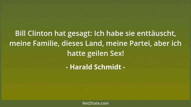 Harald Schmidt - Bill Clinton hat gesagt: Ich habe sie enttäuscht, meine Familie, dieses Land, meine Partei, aber ich hatte...