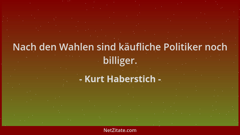 Kurt Haberstich - Nach den Wahlen sind käufliche Politiker noch billiger....