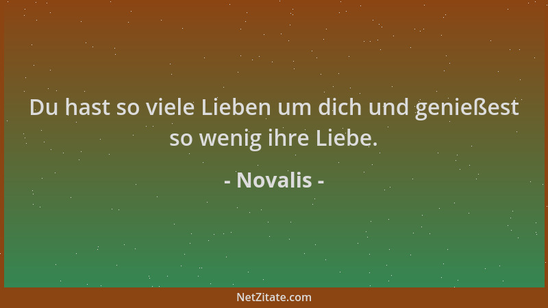 Novalis - Du hast so viele Lieben um dich und genießest so wenig ihre Liebe....