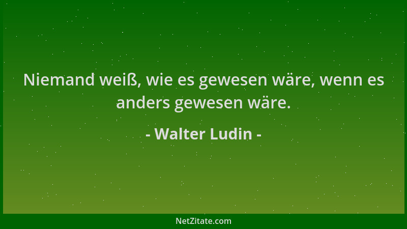Walter Ludin - Niemand weiß, wie es gewesen wäre, wenn es anders gewesen wäre....
