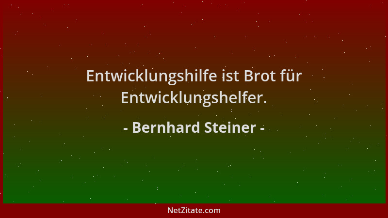 Bernhard Steiner - Entwicklungshilfe ist Brot für Entwicklungshelfer....