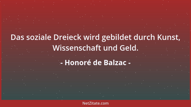Honoré de Balzac - Das soziale Dreieck wird gebildet durch Kunst, Wissenschaft und Geld....