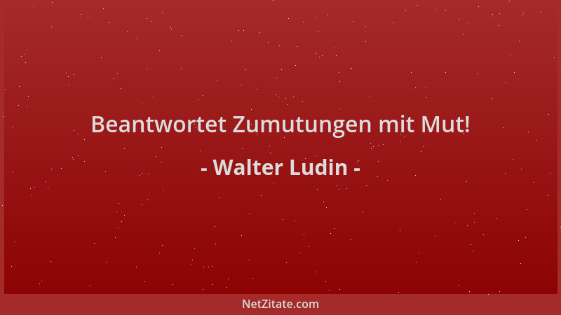 Walter Ludin - Beantwortet Zumutungen mit Mut!...
